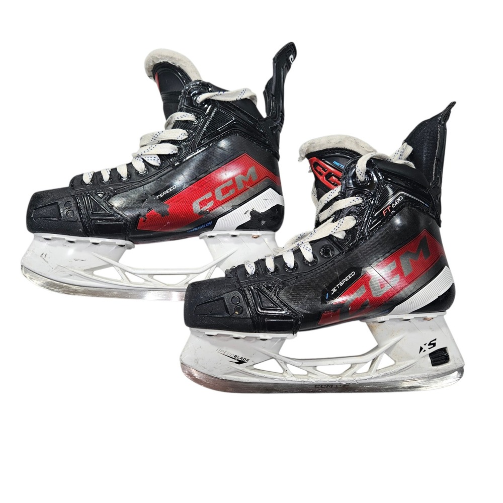 CCM JetSpeed FT680 Ice Hockey Skates Black Red SpeedBlade XS Sz 5 US 6